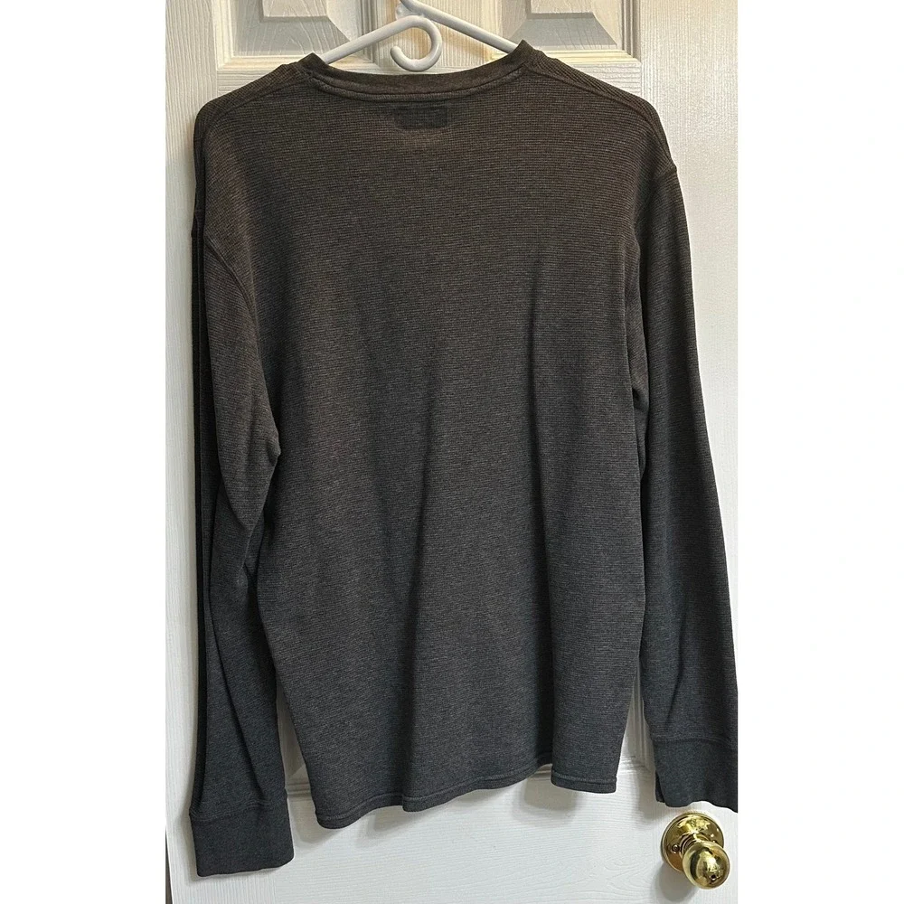 Polo Ralph Lauren Mens Charcoal Gray Waffle Knit Thermal Long Sleeve Shirt Large